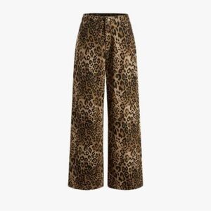 Leopard Print Wide-Leg Pants